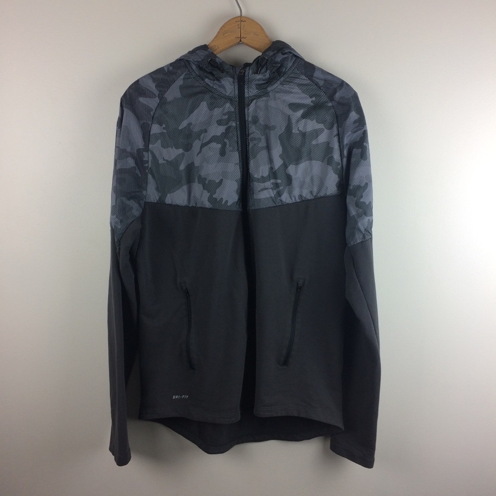 Nike Dri-Fit Running Athletic Full Zip Jacket Gray
